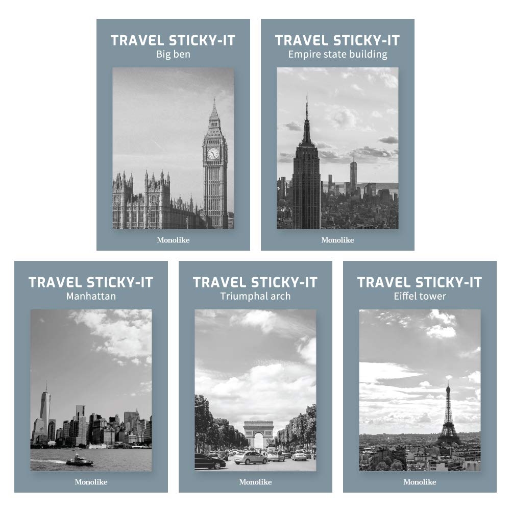 Monolike Travel Sticky-it - 5p Set Self-Adhesive Memo Pad 50 Sheets