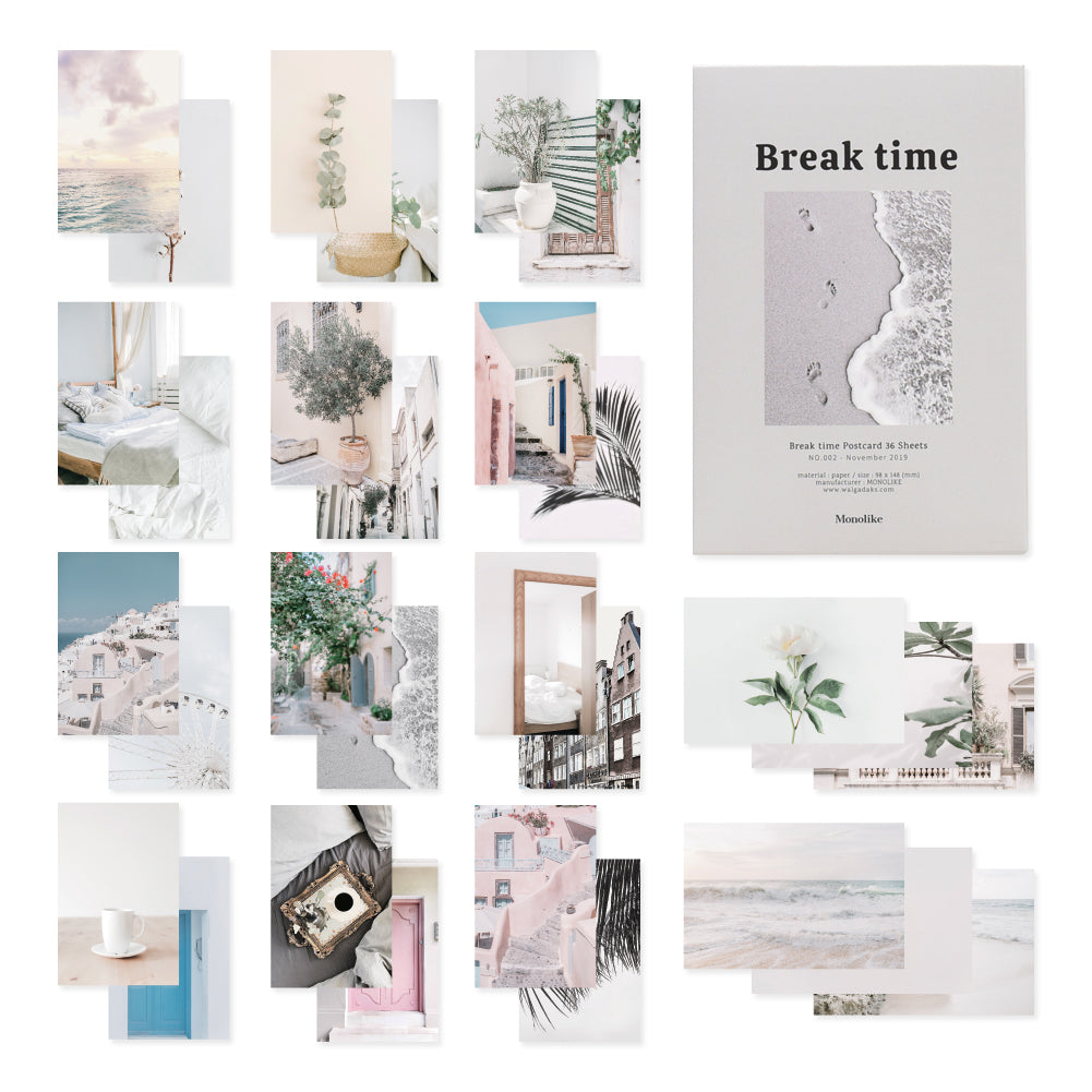 Monolike Break time Postcards - mix 36 pack, a restful photograph