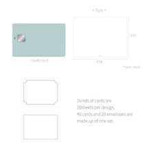 Load image into Gallery viewer, Monolike Message Blank gray Card - Mix 40 Mini Postcards, 20 envelopes Package
