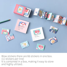 Load image into Gallery viewer, Monolike Wow Sticker Fall in newtro ver.1 + ver.2 Set - Mini Size Cute Stickers, Square Stickers
