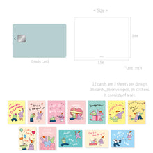 Load image into Gallery viewer, Monolike Day-by-day Card, Olly Molly Birthday - Mix 36 Mini Postcards, 36 envelopes, 36 stickers Package
