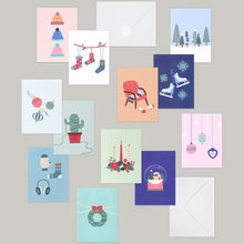 Load image into Gallery viewer, Monolike Day-by-day Card, Winter story Ver.1 - Mix 36 Mini Postcards, 36 envelopes, 36 stickers Package
