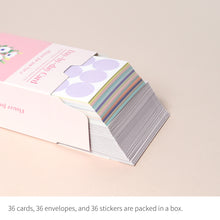 Load image into Gallery viewer, Monolike Day-by-day Card, Flower for you ver.2 - Mix 36 Mini Postcards, 36 envelopes, 36 stickers Package
