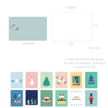 Load image into Gallery viewer, Monolike Day-by-day Card, Winter story Ver.2 - Mix 36 Mini Postcards, 36 envelopes, 36 stickers Package
