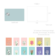 Load image into Gallery viewer, Monolike Day-by-day Card, Flower for you ver.2 - Mix 36 Mini Postcards, 36 envelopes, 36 stickers Package
