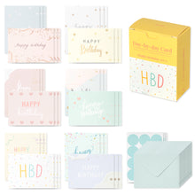 Load image into Gallery viewer, Monolike Day-by-day Card, Happy birthday ver.2 - Mix 36 Mini Postcards, 36 envelopes, 36 stickers Package
