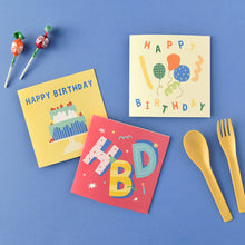 Load image into Gallery viewer, Monolike PAPER THINGS L , POP POP BIRTHDAY Ver.2 6P A SET - Greeting card, Folding card, Cards Assortment, Birthday, Thinking of You, 6 cards +  6envelopes, 135x135mm
