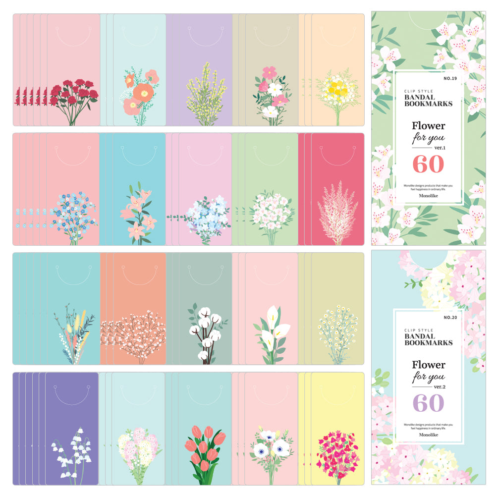 Monolike Bandal Bookmarks Flower for you Ver.1 + Ver.2 120 Pieces