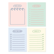 Load image into Gallery viewer, Monolike Memopad Sketch Planning Ver.2 design SET - 4 Packs, 4 Different Designs, 100 Sheets Per Pad, Total 400 Sheets, Note pads, Writing pads
