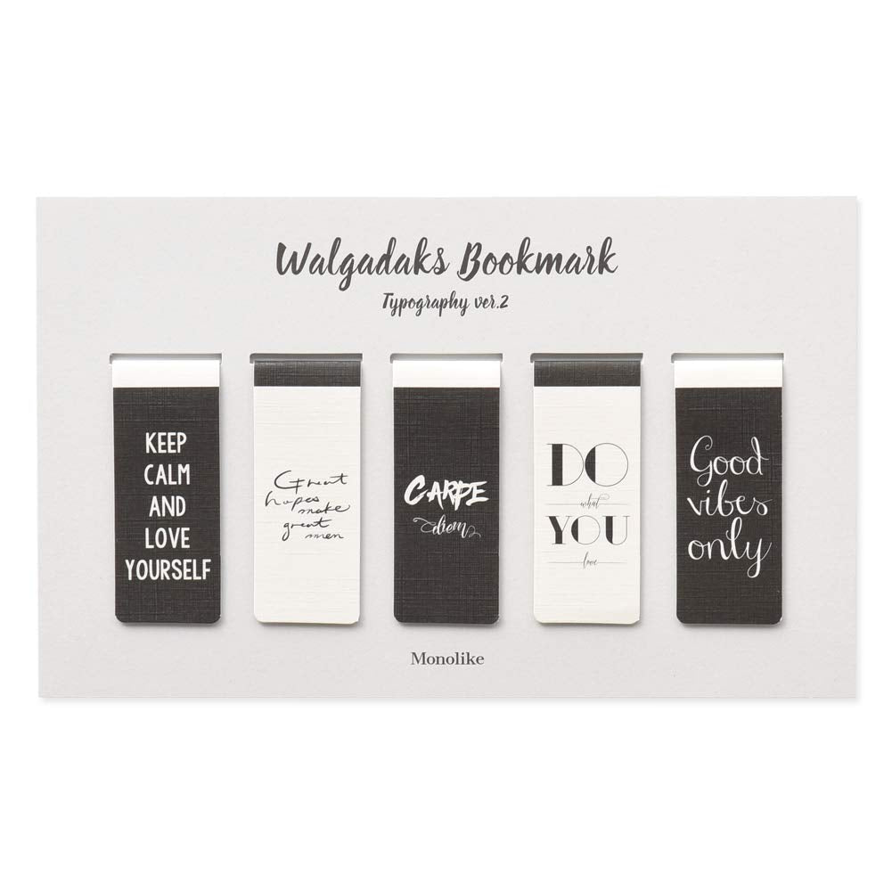 Monolike Magnetic Bookmarks Typography ver.2, Set of 5
