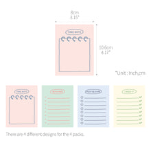 Load image into Gallery viewer, Monolike Memopad Sketch Planning Ver.2 design SET - 4 Packs, 4 Different Designs, 100 Sheets Per Pad, Total 400 Sheets, Note pads, Writing pads
