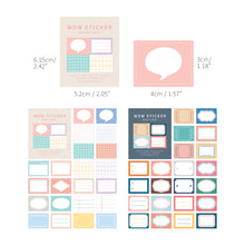 Load image into Gallery viewer, Monolike Wow Sticker Sketch label + Retro label set - Mini size cute stickers, square stickers
